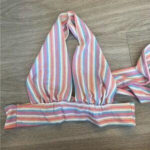 Colorful Striped Halter Top and Skirt Set